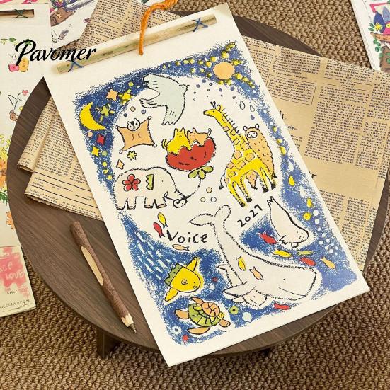 Unique Wall Decoration 2027 Animal Doodle Calendar, Cute Hand-Drawn Illustration Hanging Planner with Holiday Gift for Students Cotton Rope,