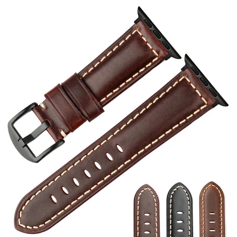 For Oil Wax Leather Band for Apple Watch Strap Ultra 2 49mm 45mm 41mm 44mm 42mm 40mm 38mm iWatch Series 9 8 7 6 SE 5 4 Bracelet