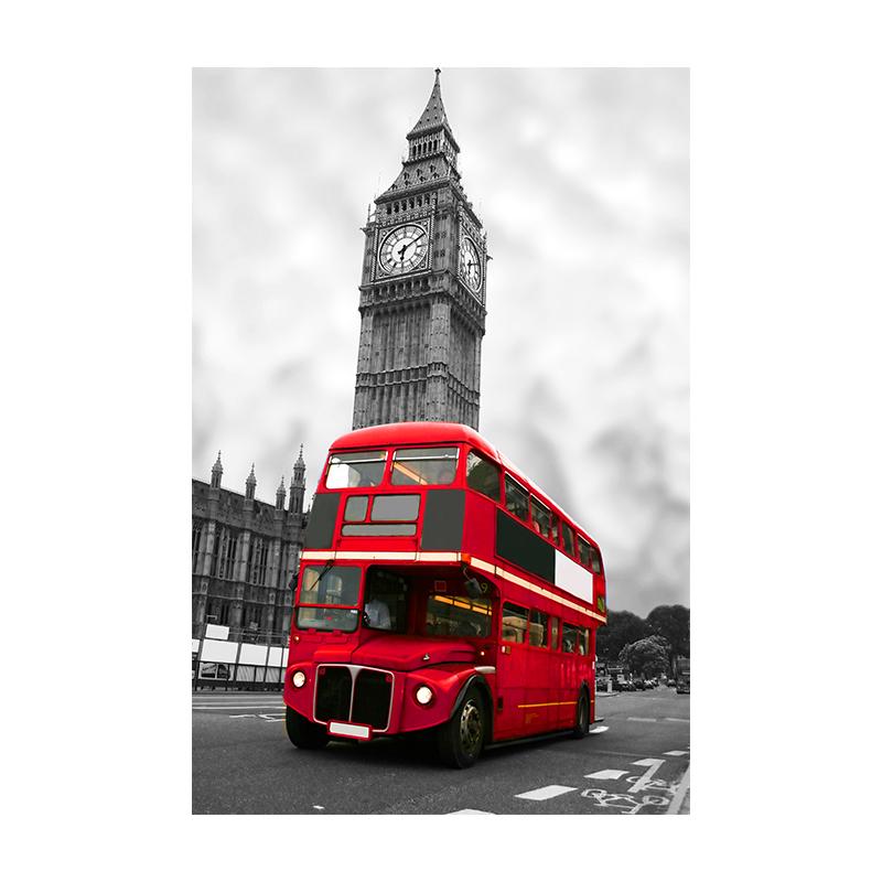 Modern Tower Building Red Buss Lover Canvas Painting Poster City Wall Art Print Decorative Picture Modern Living Room Home Decor Unframed