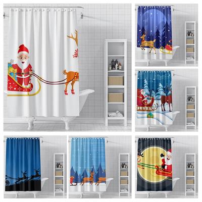 Heim Duschvorhänge für Badezimmer Wasserdichtes Vorhangstoff Modern Nordischer Stil Wohnzimmer Winterdekoration Frohe Weihnachten