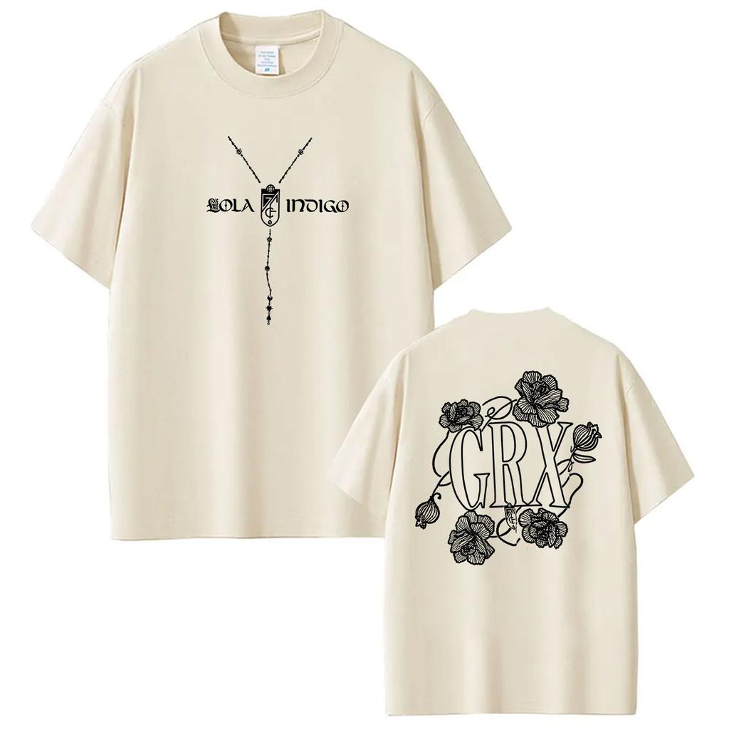 Lola Indigo GRX Tour Double Sided Print T-shirt Men Women Clothing O-Neck Y2K T-Shirts Casual Oversized Cotton Top