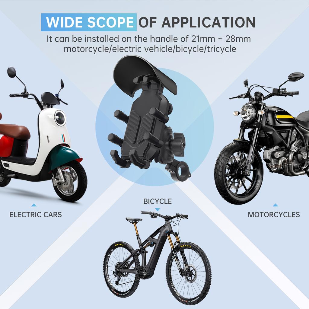 Motorcycle Bicycle Handlebar Phone Bracket QC3.0 USB Charging Mount Stand Holder