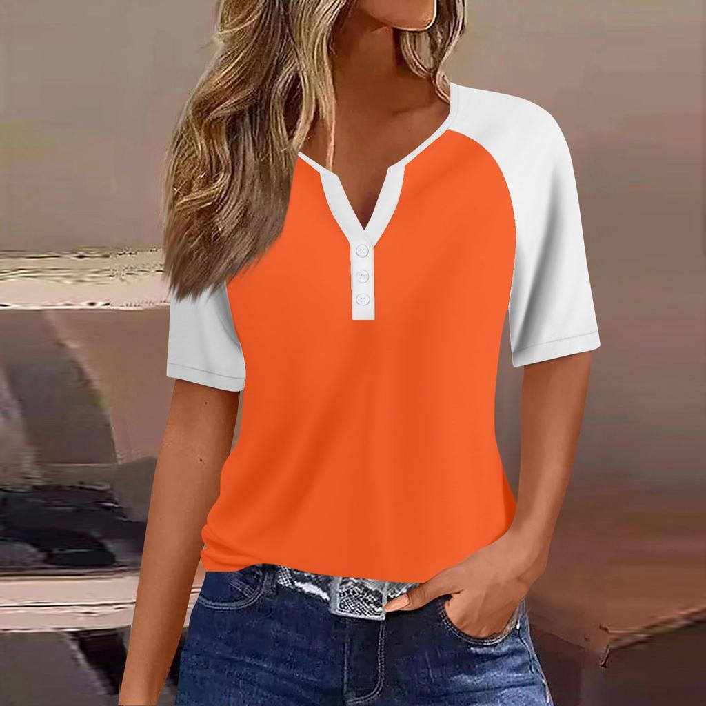 Women's T Shirt Tee Print Button Raglan Sleeve Daily Weekend Fashion Basic V Neck Regular Top