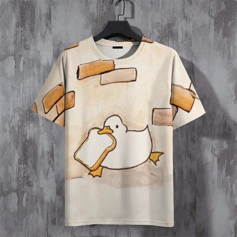 Funny Duck Pattern T Shirt For Men Cute Animal 3D Printed Tees Summer Casual Street O-Neck Tops Short Sleeve Loose T-Shirts