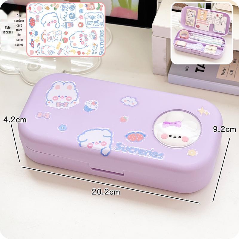 Cartoon Rabbit Pencil Case for Girls - Cute Stationery Storage Box for Elementary School Students
