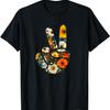 Elegante Silhouette Wildblumen Florales Peace-Zeichen Hand T-Shirt(20)
