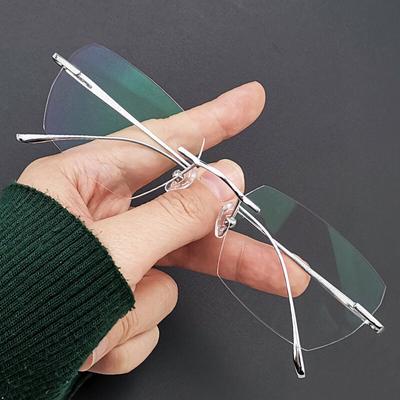 Ochelari Anti Lumină Albastră Femei Bărbați Ochelari de Citit Fără Ramă Lentilă Fără Dioptrii Ochelari de Miopie Ramă Metalică Ochelari de Presbiopie
