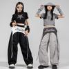 Girls' Jazz Dance Costume Set: Korean Style Cropped Vest & Sweatpants for Performances