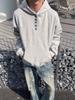 Unisex Retro Henley Neck Pullover Hoodie: Autumn/Winter Casual Long-Sleeve Top
