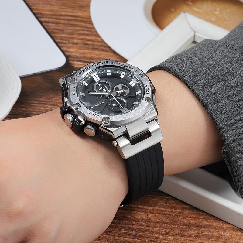 For Casio Gst-b100 Watch Strap Silicone Men GST-W300 210 400G S130 S310 S330 B100 Band Metal Adapter Modified Rubber Watchband