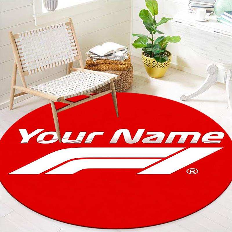 F1 Gear Custom Name Round Area Rug Carpet Rug For Living Room Bedroom Sofa Playroom Decor Nonslip Floor Mat