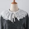 Decorative Embroidery Neckline Double-Layer Fake Collar Shawl Accessories Elegant Ruffle Scarf Lace Up Detachable Capelet