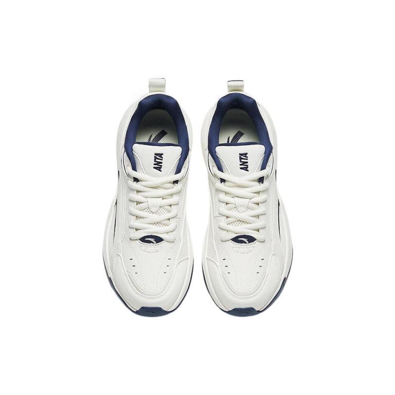 Anta ACE Textile, Synthetic Leather Vintage Abrasion Resistant Low top Chunky Sneakers Women's White Blue Sneakers 922338802-1