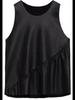 Stylish Casual Sleeveless Top Formal Black Party Genuine Lambskin Leather Women