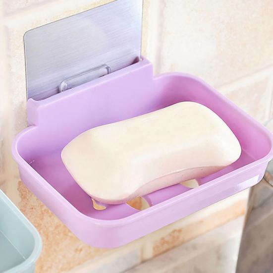 Soap Holder Hollow Smile Face Thicken PP Self-Adhesive Wall Mounted Self Draining Soap Holder for Bathroom