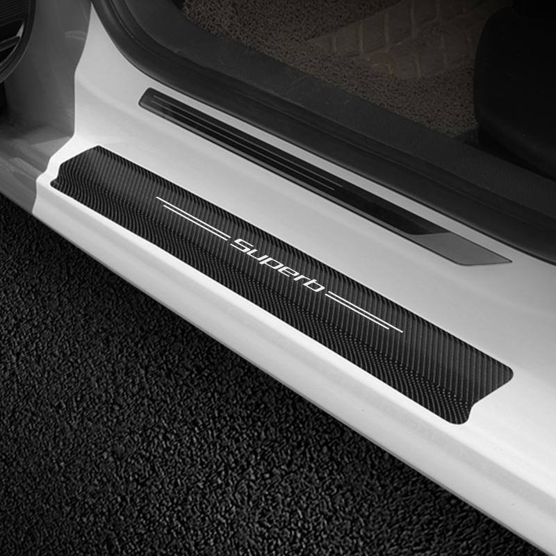 Car Door Sill Stickers For Skoda Octavia Roomster Fabia Rapid Scala Superb Karoq Kodiaq Kamiq Citigo Auto Protective Accessories