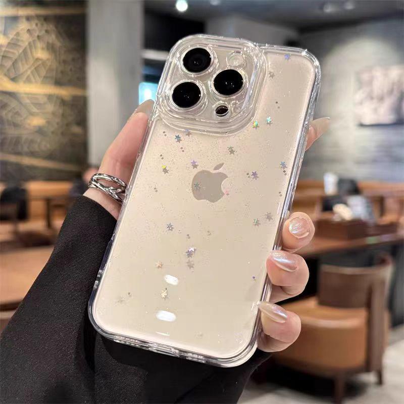 Star Glitter Transparent Phone Case for iPhone 17 Pro Max, 16/15 Pro, 14/13 - Precise Fit