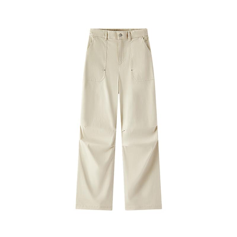 

Semir Casual Pants for Women Spring Half Elastic Waist Pleated Drawstring Wide-Leg Trousers Workwear-Style Long Pants XL яєчна шкаралупа