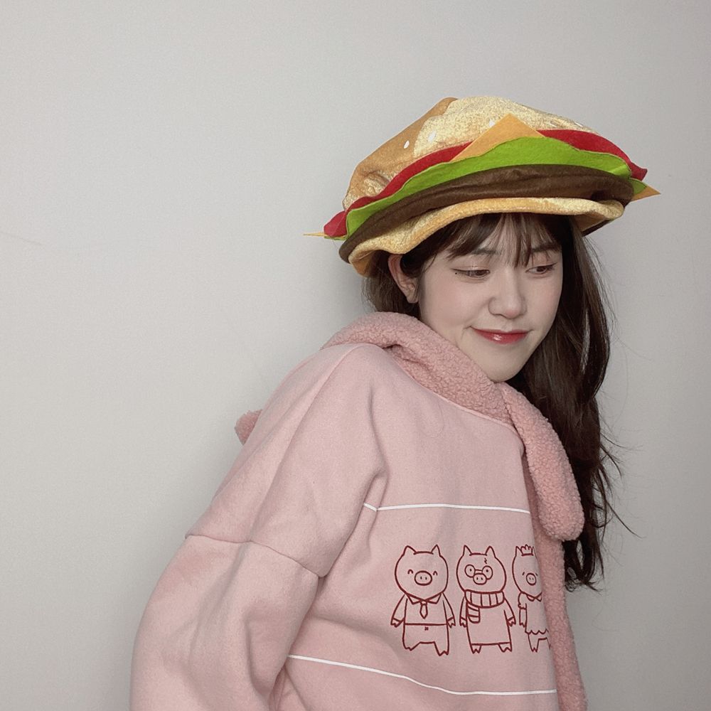 

Student Fashion Design Korean Style Hat Women Beanie Hat Octagonal Flat Caps Hamburger Beret hamburger