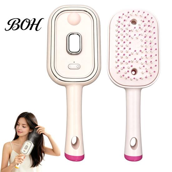 Electric Hair Comb Steam Brush with Essence & Measuring Cup, Rechargeable Anti-Static Scalp Static Reducing Massager Spray Brush, Frizz Control
