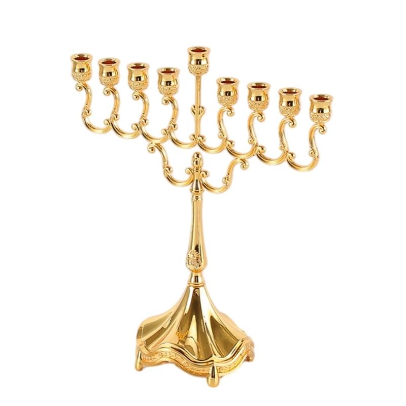 9 Branch Hanukkah Menorah Candle Holders for Shabbat,Tabernacle, Menorahs Chanukah Party Supplies Housewarming Present