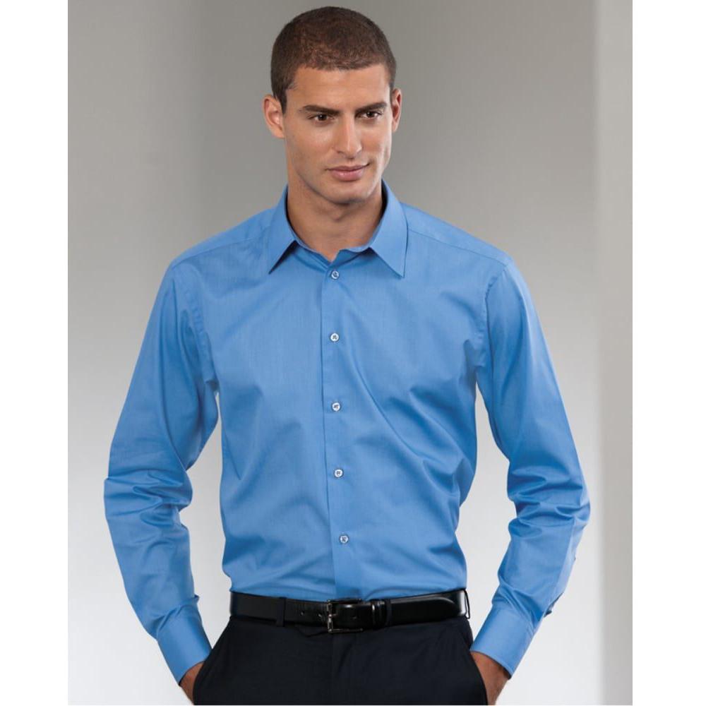 Russell Collection Mens Long Sleeve Poly-Cotton Easy Care Tailored Poplin Shirt
