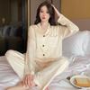 Einfarbiger eleganter Jacquard-Köper Damen-Pyjama Koreanischer einfacher Ins-Stil Lässige Nachtwäsche Mode Harajuku Homewear