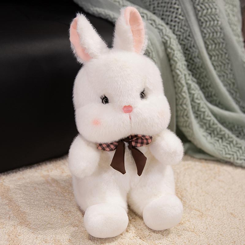 Rabbit Tie Bow Plush Toy Cartoon Stuffed Animal Doll Cute Kids Birthday Gift