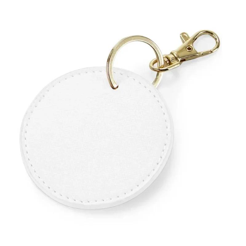 

Custom LOGO Name Clip UV Printing Color Key Ring Chain Carving Pendant Bag Keyring Personalized Round Leather Keychain Gift Custom-Single-Sided белый