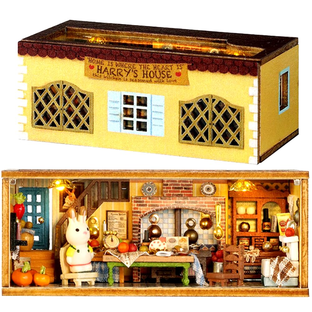 

мойн мойн кукольный домик миниатюрный набор ручной работы расставляйте и складывайте как вы кролик красочный фасад может быть светодиодным антикварный обеденный 2306dh392 набор, как, медведь, кошка,