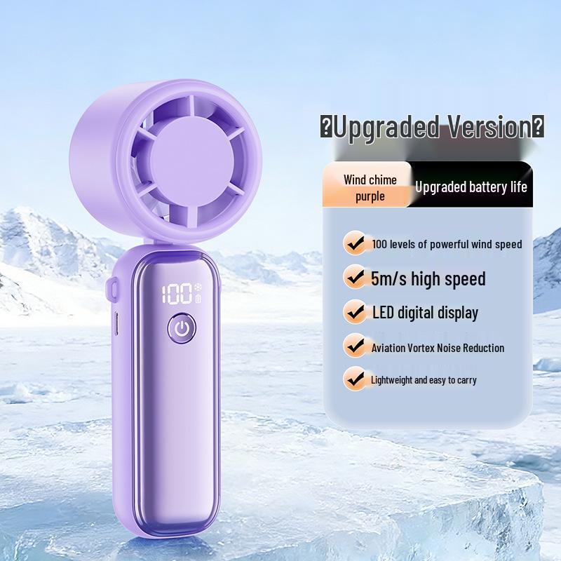 

2026 Turbine Cooling Ice Pack Foldable Handheld Fan - Long Battery Life & Strong Wind 70x40x117