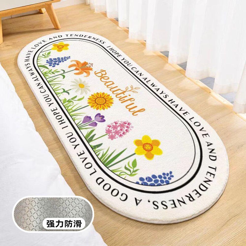 Slaapkamer Nachtkastje Tapijt Zacht Koudebestendig, Gemakkelijk te Reinigen, Exotisch Vormgegeven, Fris Uitziende Flanellen Voetmat voor Huisdecoratie 40X120CM(1.3X3.9FT