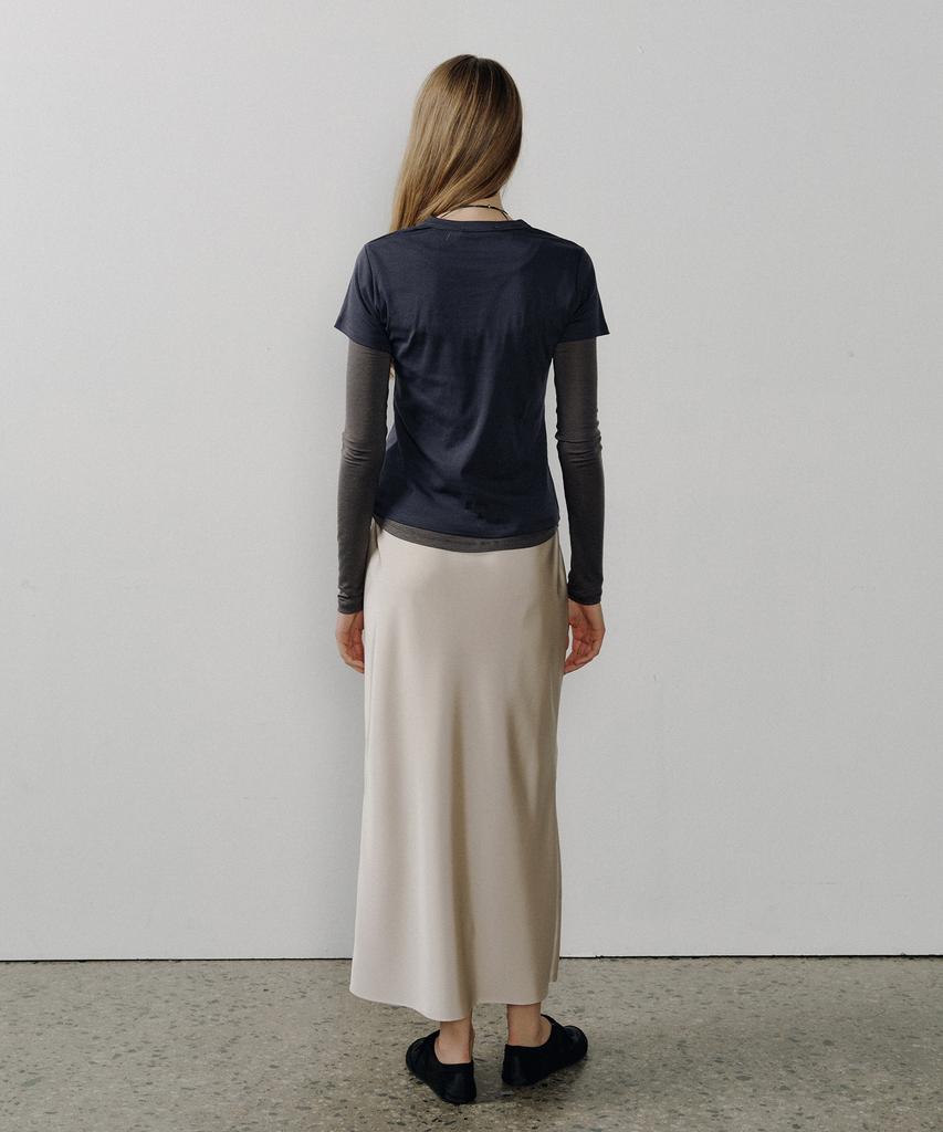 Otte Reve Satin Long Slit Skirts_2Color