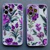 Tropische Pflanzen Lila Blattblumen Handyhülle Für IPhone 11 12 Mini Pro Max 13 14 15 16 Pro Max Plus XR XS X Stoßfeste Hüllen