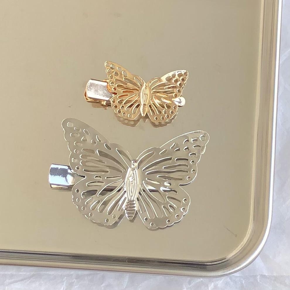Hollow Butterfly Hair Clip - Y2K Silver/Gold Accessory for Bangs