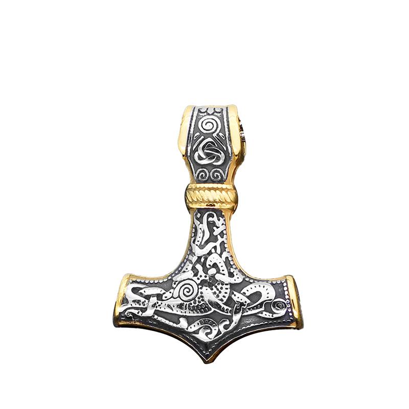 Vikings Thor Hammer Pendant Stainless Steel Mjolnir Necklace Nordic Rune Vegvisir Jewelry Popular Norse Scandinavian