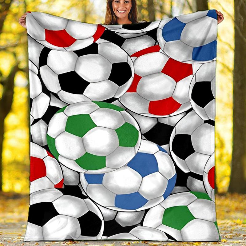 Soccer Theme Printed Blanket - Perfect for Couch, Bed, Travel & Outdoor Use | Machine Washable, Cozy & Durable.
