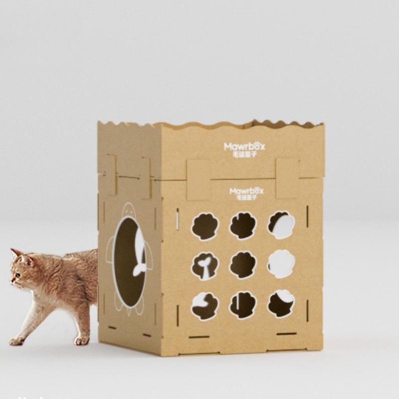 Corrugated Cardboard Cat Climbing Villa Multifunctional Scratching Board Wear-resistant Cat Tower Lightweight Large Game House