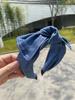 Nytt denim sløyfebånd retro presset stoff hodebånd kvinners enkelt bredbremmet hårtilbehør