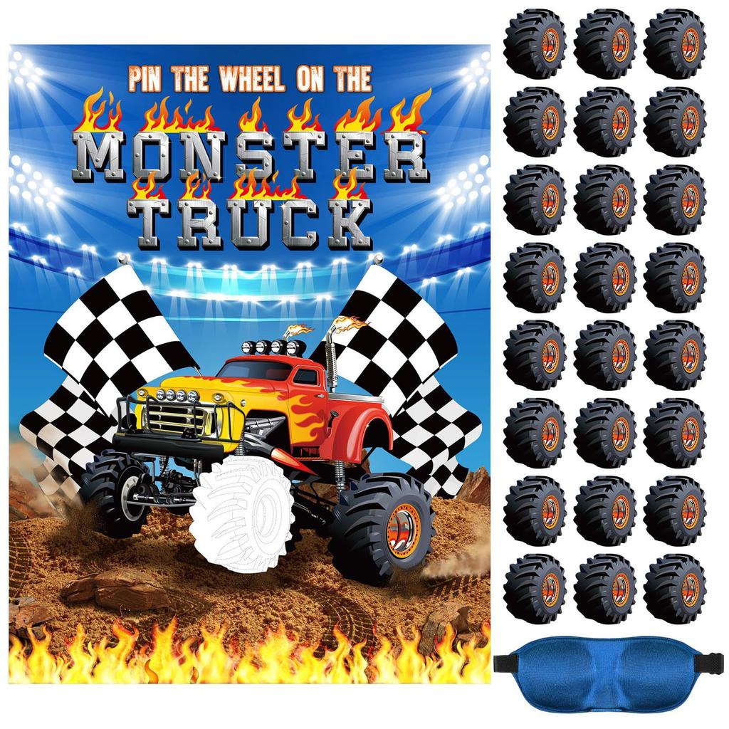 Monster Truck Theme Party Supplies Suv Party Decoration Banner Tableware Tablecloth Tissue Arrangement