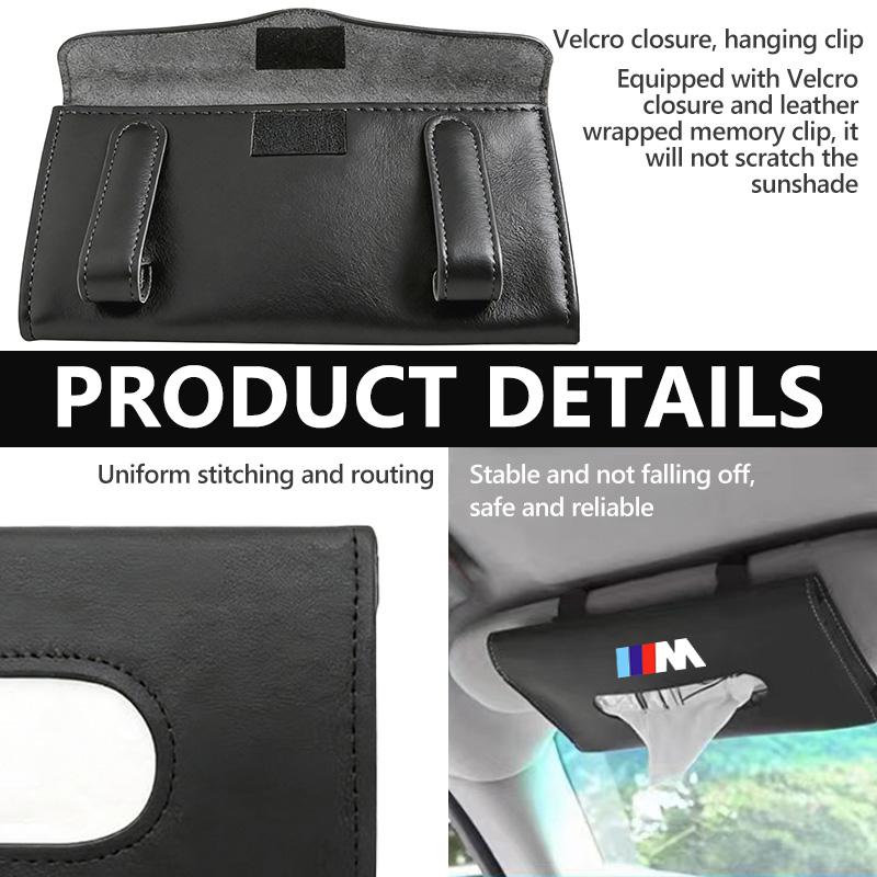 SHEJ3 Car Tissue Box Sun Visor Type Block Hanging Napkin Holder Paper Rack For BMW 1 3 5 7 Series M F01 F20 F10 F13 E52 E53 E60 E93