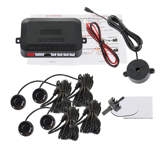 Hippcron 4 Sensors Buzzer 22mm Car Parking Sensor Kit Reverse Backup Radar Sound Alert Indicator Probe System 12V Black White