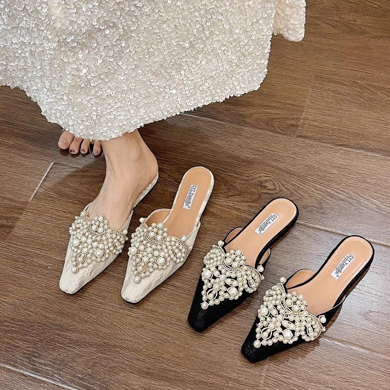 Fashion Comemore Shoes Women's Flat Bottom Slippers Designer Sandals Women Summer 2025 Ethnic Style Block Heels Mules Slides Flip Flops