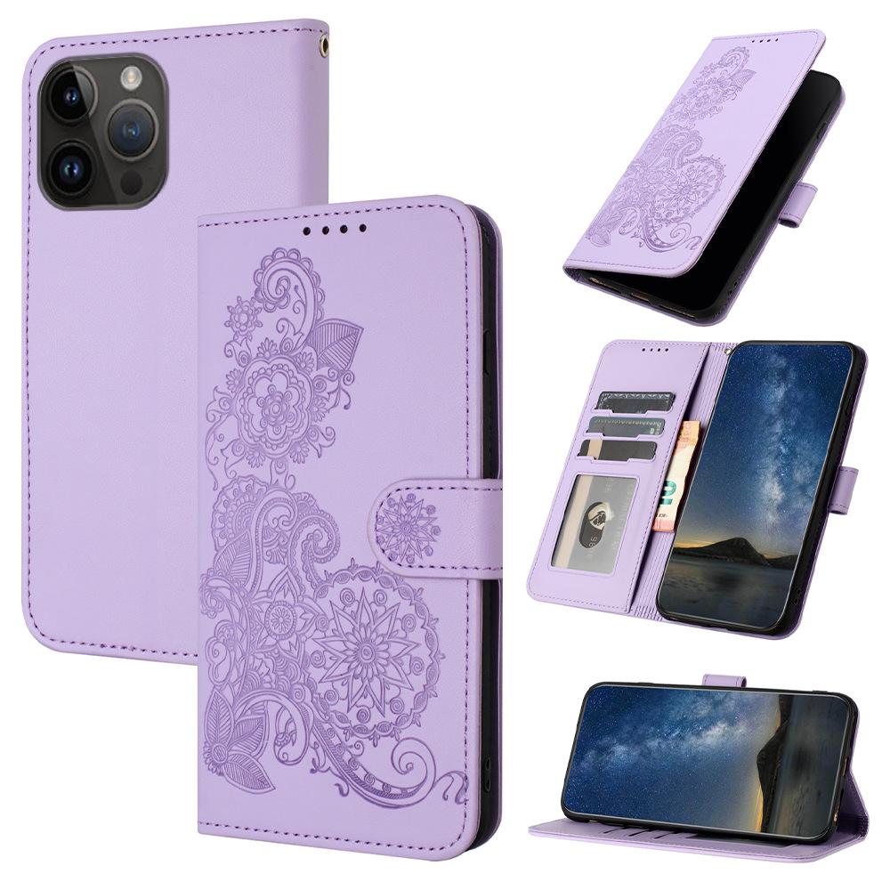 Suitable for Samsung S24 Mandala Flower A55 Solid Color Sunflower Mobile Phone Leather Case Flip Card Anti-drop A73