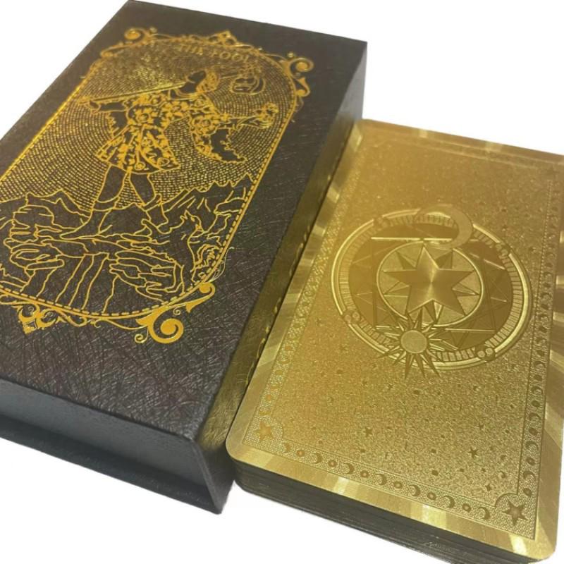 Gold Foil Waterproof Tarot Card Set with Full-Color Printing and Game Instructions