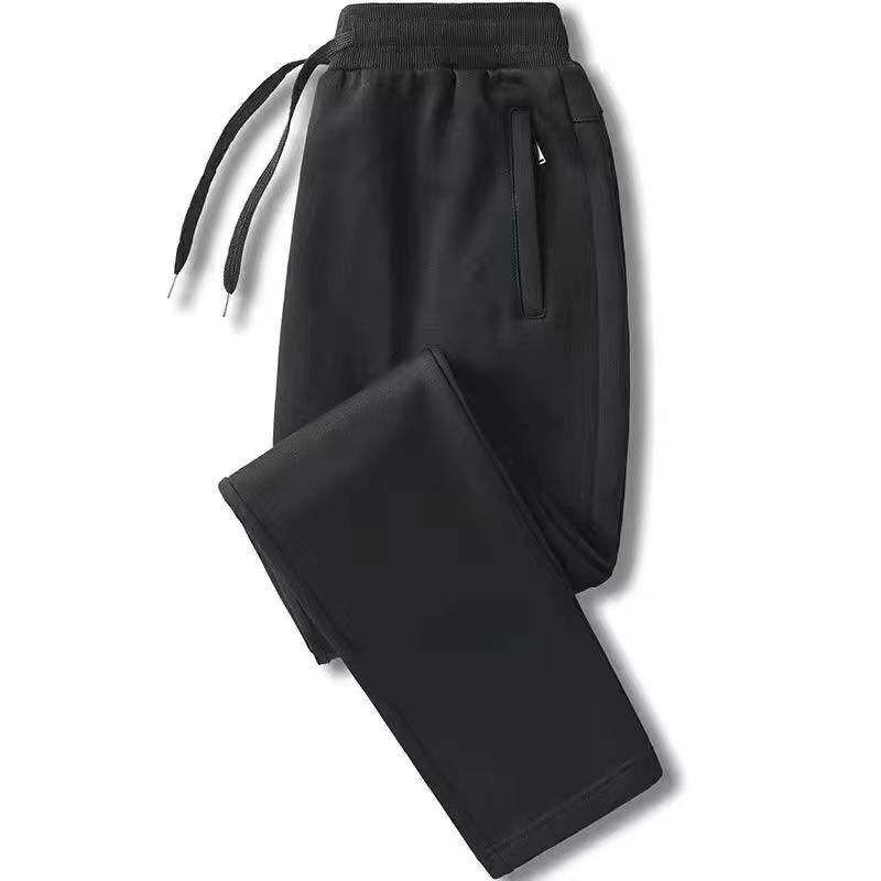 Men's Plus Size Fleece-Lined Jogger Pants - Cotton-Like, Loose Fit, Straight-Leg for Autumn & Winter