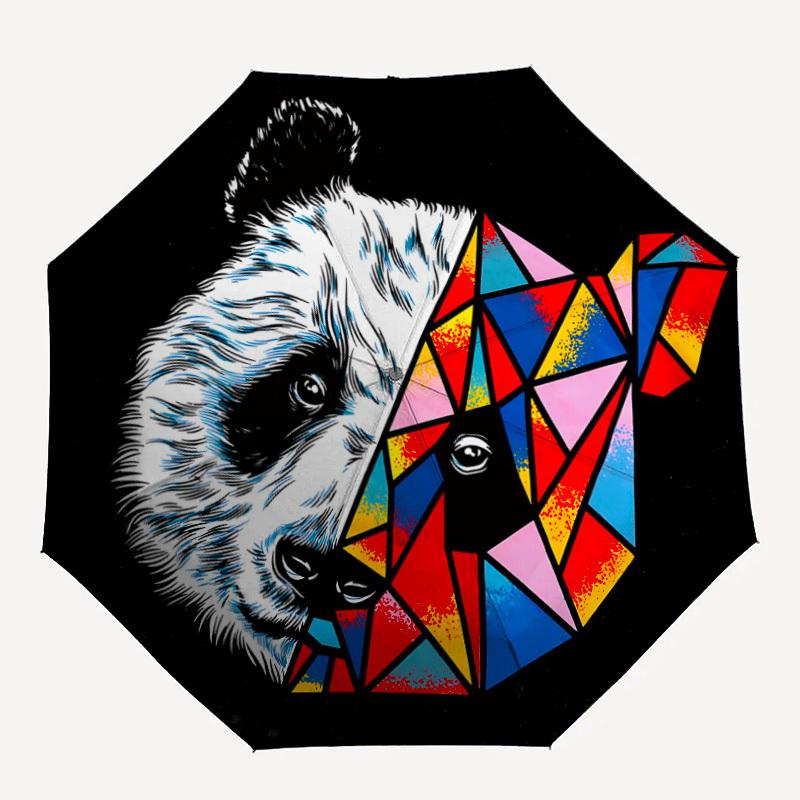

1pc Panda Abstract Automatic Open/Close Umbrella Compact Folding Umbrella, All-Season Portable Umbrella for Women/Men299