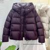 2025 Autumn/Winter White Puff Short Hooded Loose Coat - Warm and Thick Cotton Jacket