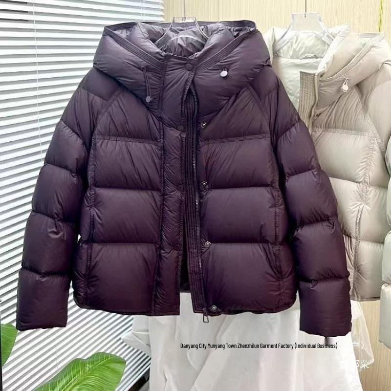 2025 Autumn/Winter White Puff Short Hooded Loose Coat - Warm and Thick Cotton Jacket