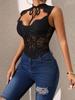 European Sexy Lace See-through Mesh Bustier Top